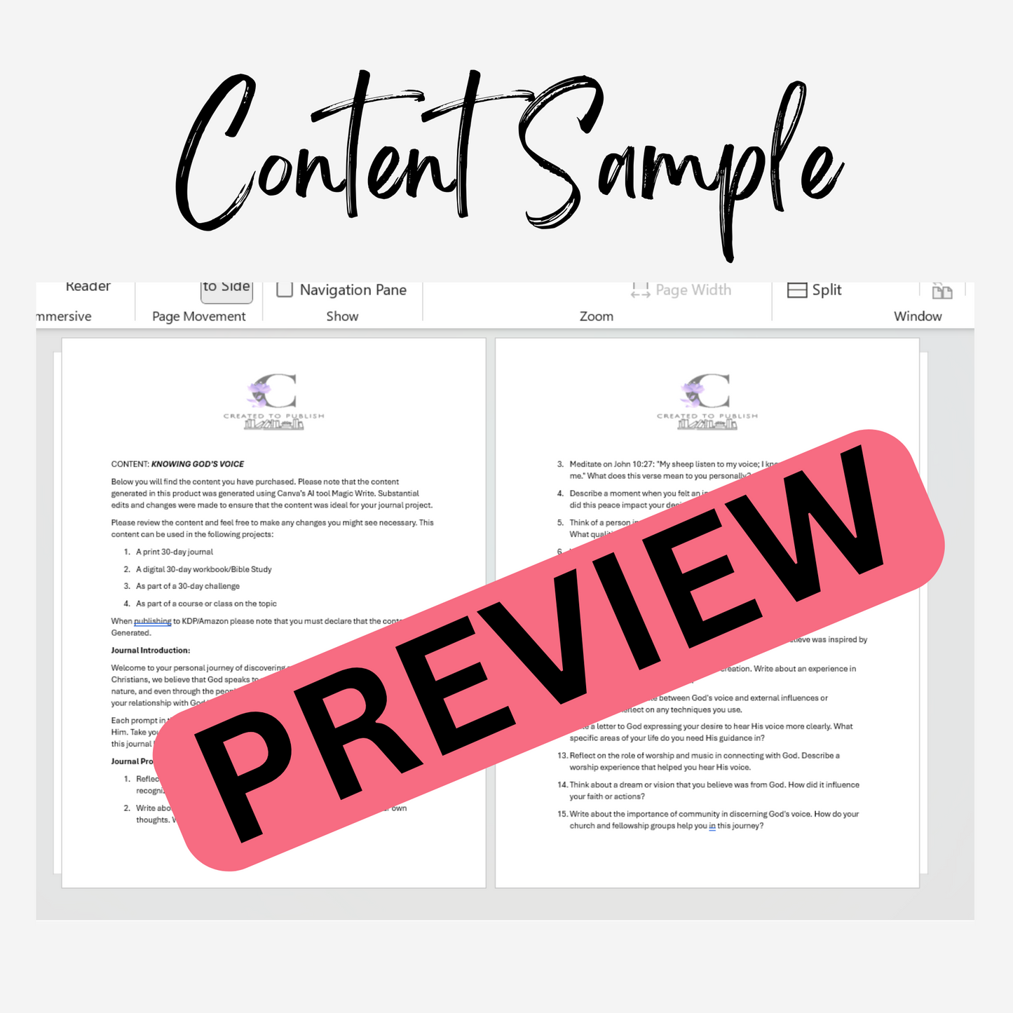 Created to Publish 30-Day Journal Content Bundle: Knowing God's Voice