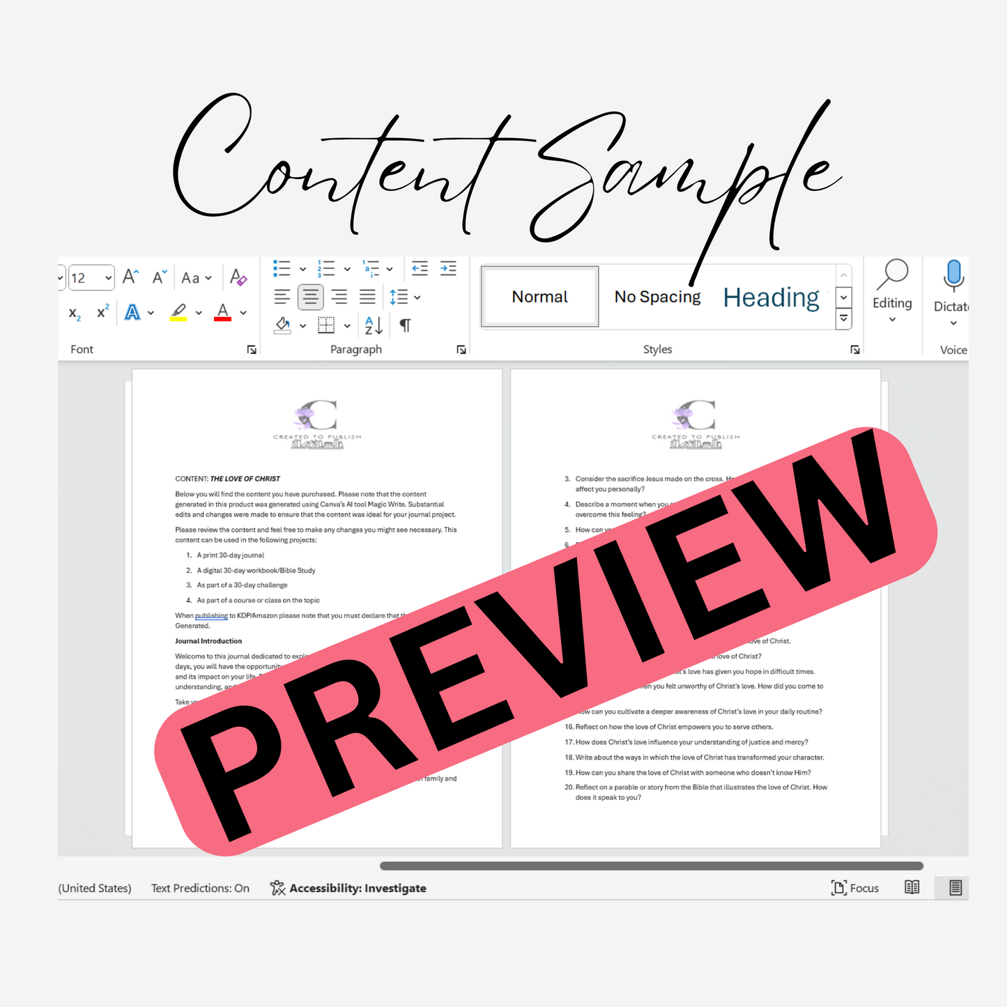 Created to Publish 30-Day Journal Content Bundle: The Love of Christ